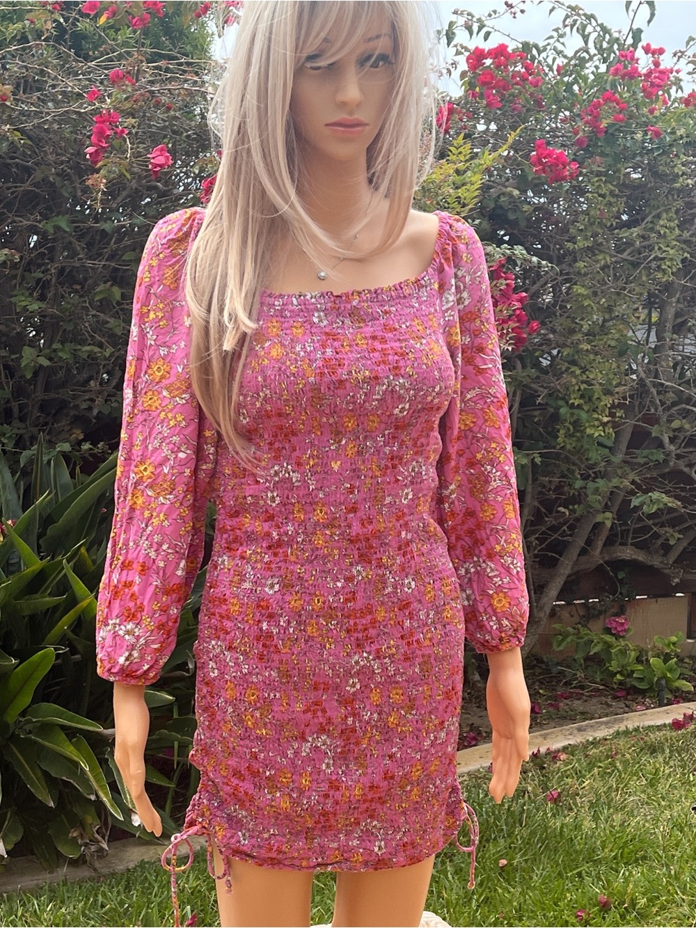 Jessica Simpson Hot Pink Floral Smocked Dress